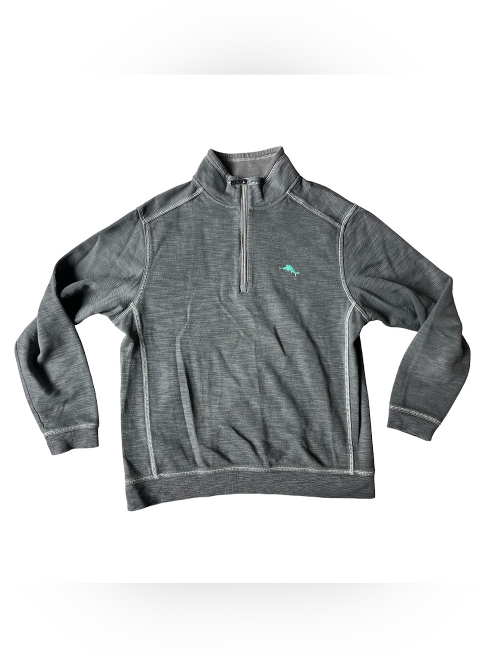 TOMMY BAHAMA TOBAGO BAY HALF ZIP SWEATSHIRT GREY MENS MEDIUM